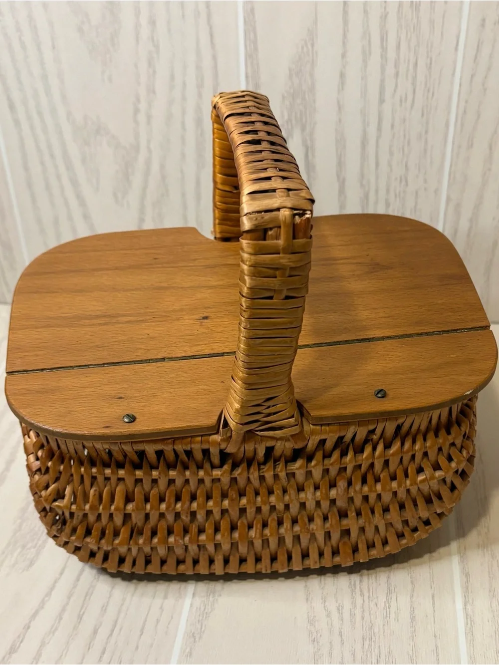Picnic Basket Vintage Rattan Boho Cottagecore